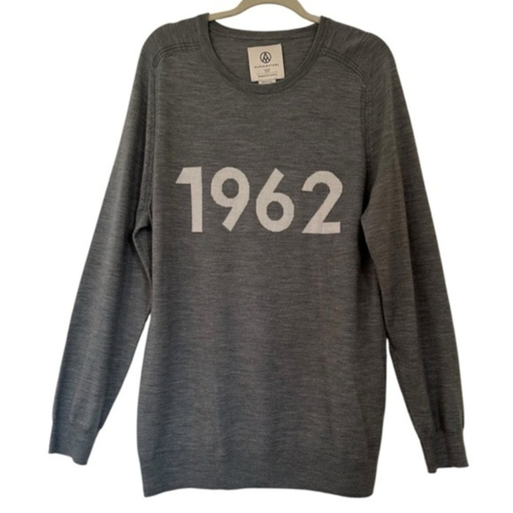ALPS & METERS HIGH WEST VAIL 1962 MERINO WOOL GREY SWEATER SIZE LARGE